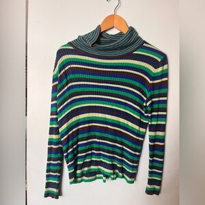 Lisa Say Gah Striped Cowl-neck Long-sleeved Sweater Size M/L